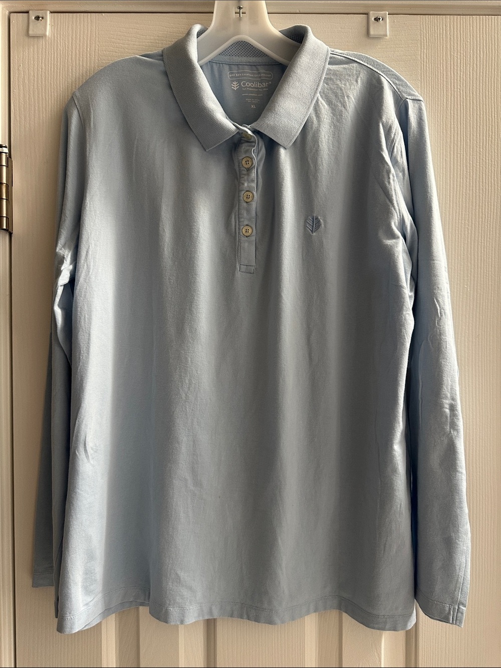 Coolibar Light Blue Long Sleeve Polo Lightweight Women’s XL UPF 50* Stretch